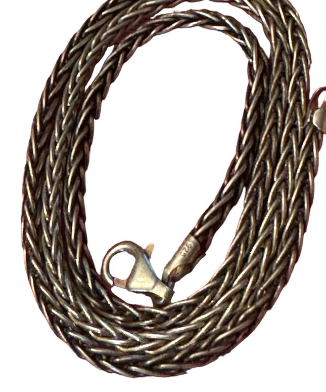Vintage Italian Italy heavy thick Sterling silver 925 Wheat chain necklace