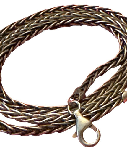 Vintage Italian Italy heavy thick Sterling silver 925 Wheat chain necklace