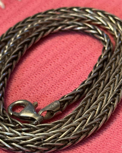 Vintage Italian Italy heavy thick Sterling silver 925 Wheat chain necklace