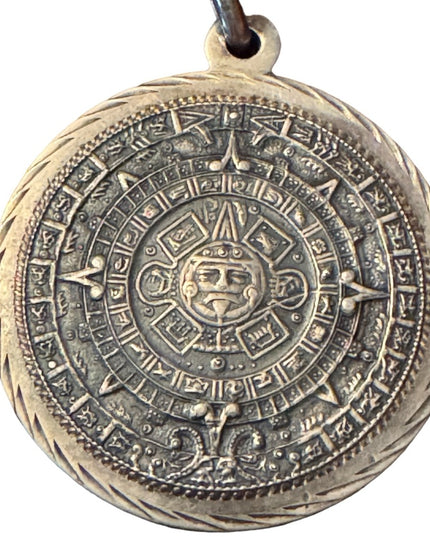 Vintage Plafina Sterling silver 925 Mexico Mayan Aztec Large pendant calendar