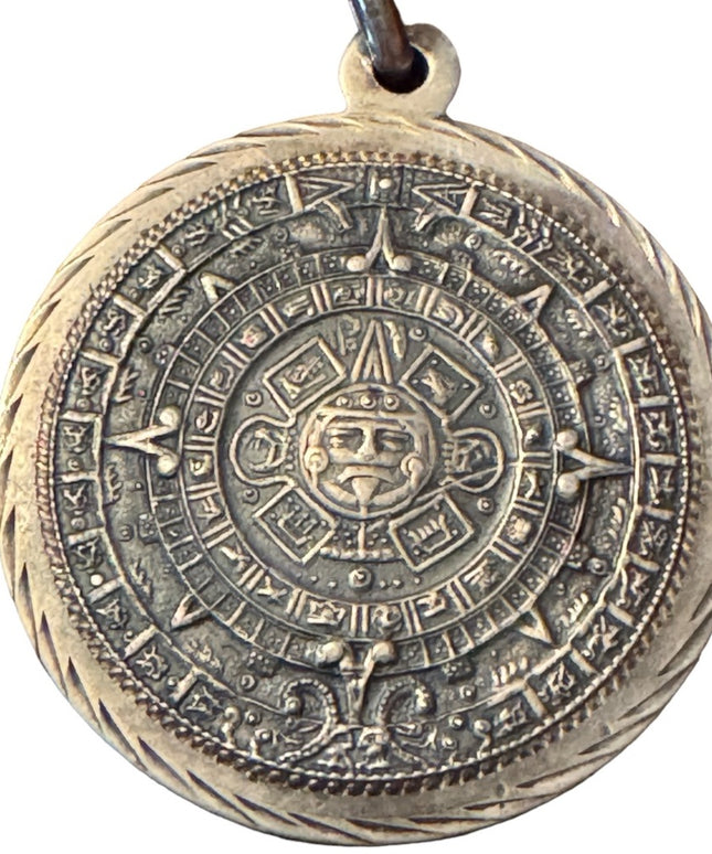 Vintage Plafina Sterling silver 925 Mexico Mayan Aztec Large pendant calendar