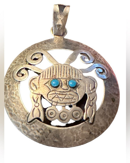 Vintage handmade Artisan Mexico 925 sterling XL amulet pendant