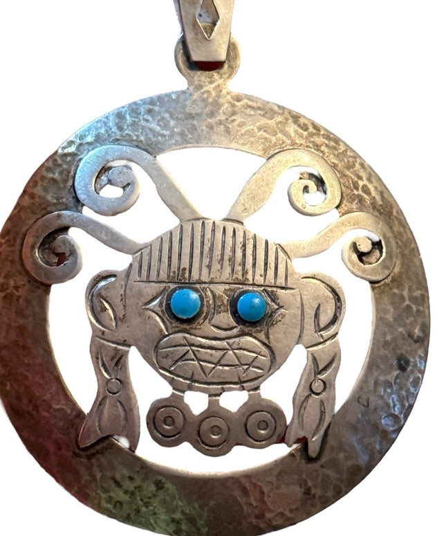 Vintage handmade Artisan Mexico 925 sterling XL amulet pendant