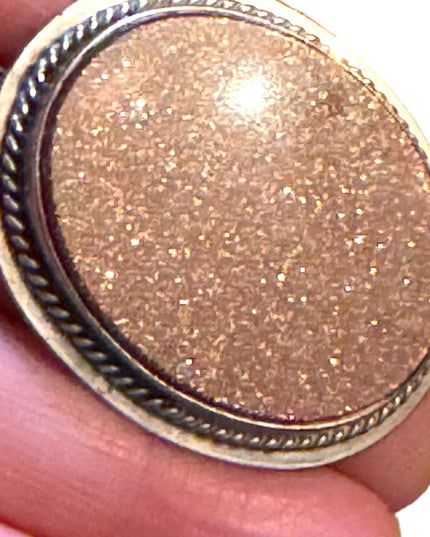 Antique sterling silver 925 gold stone oval fancy brooch
