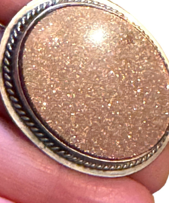 Antique sterling silver 925 gold stone oval fancy brooch