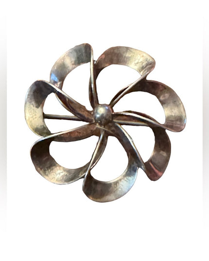 Sterling Silver 925 Niels Erik N.E. From Denmark Modernist Open Pinwheel Brooch
