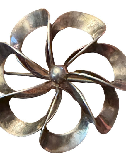 Sterling Silver 925 Niels Erik N.E. From Denmark Modernist Open Pinwheel Brooch