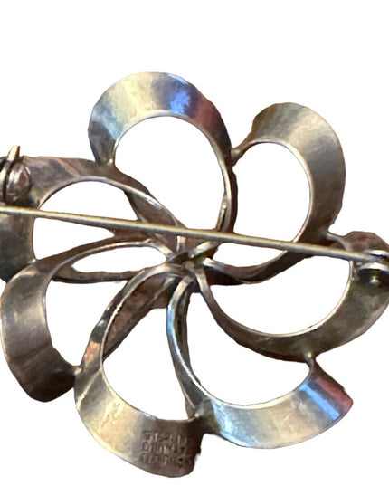 Sterling Silver 925 Niels Erik N.E. From Denmark Modernist Open Pinwheel Brooch
