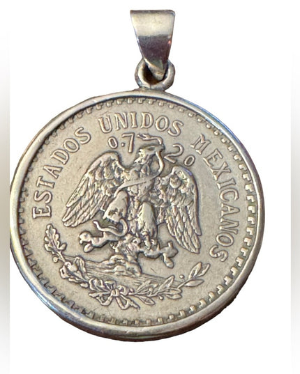 Antiquw 1926 Mexico 2 Centavos Silver coin necklace pendant