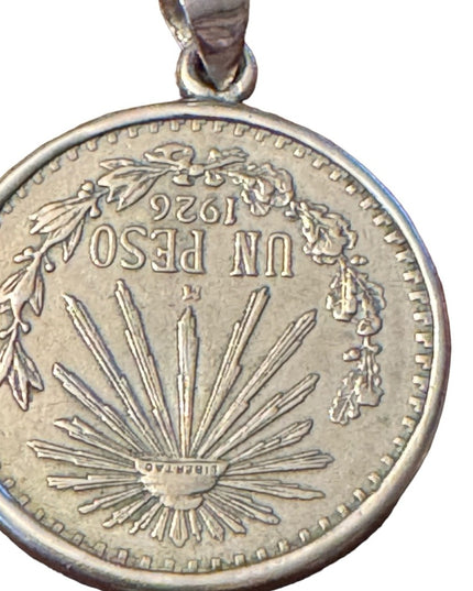 Antiquw 1926 Mexico 2 Centavos Silver coin necklace pendant