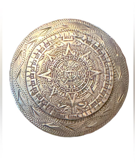 Vintage sterling silver 925 Aztec Mayan calendar Large pendant brooch Mexico
