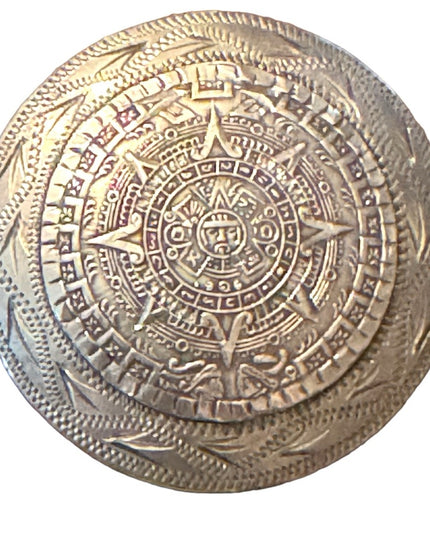 Vintage sterling silver 925 Aztec Mayan calendar Large pendant brooch Mexico