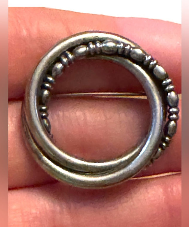 Vintage sterling silver 925 circle infinity infinit 💗 brooch Roseart 1960s
