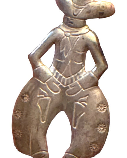 Cowboy Sterling Silver Pin Figural Signed Bell American Old West Ten Gallon