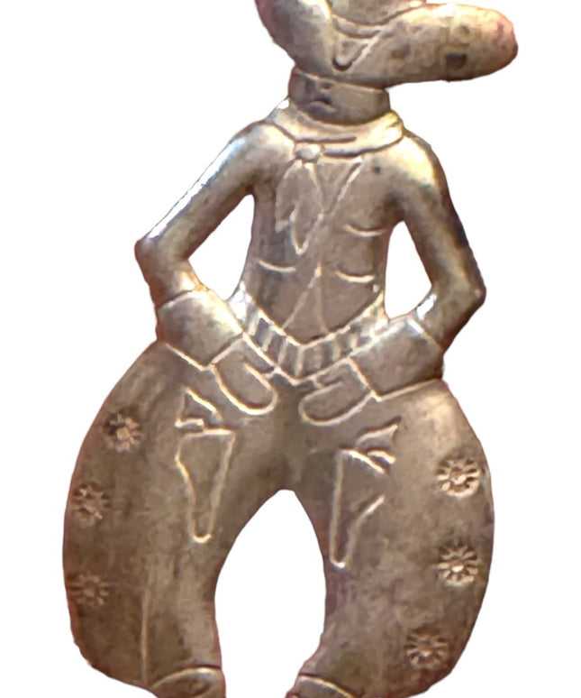 Cowboy Sterling Silver Pin Figural Signed Bell American Old West Ten Gallon