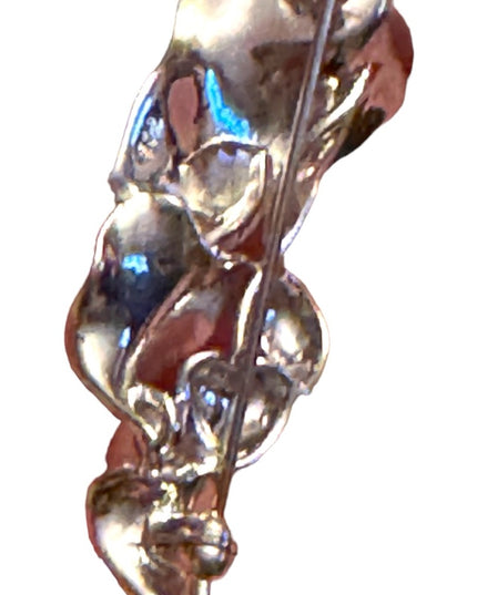 Vintage 925 sterling silver fabcy pearl flower leaf brooxh