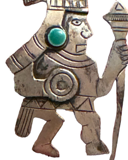 Vintage Peru Peruvian Sterling silver 925 stone feature Soldier brooch