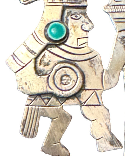 Vintage Peru Peruvian Sterling silver 925 stone feature Soldier brooch