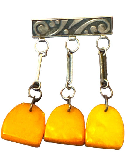 Vintage Natural Butterscotch Baltic Amber Modernist Brooch 3RK" RUSSIAN stamps