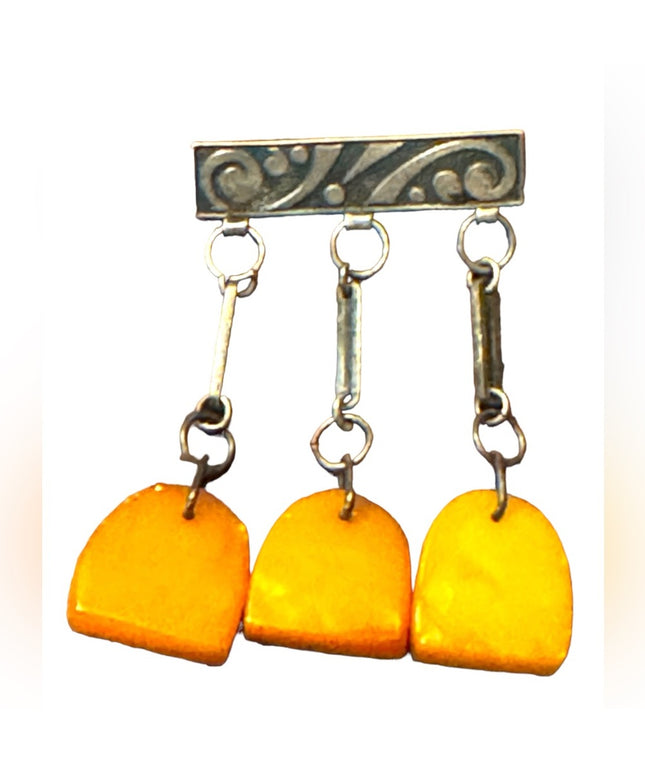 Vintage Natural Butterscotch Baltic Amber Modernist Brooch 3RK" RUSSIAN stamps
