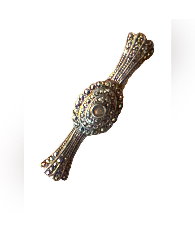 Vintage sterling silver 925 Marcasite fancy bar brooch