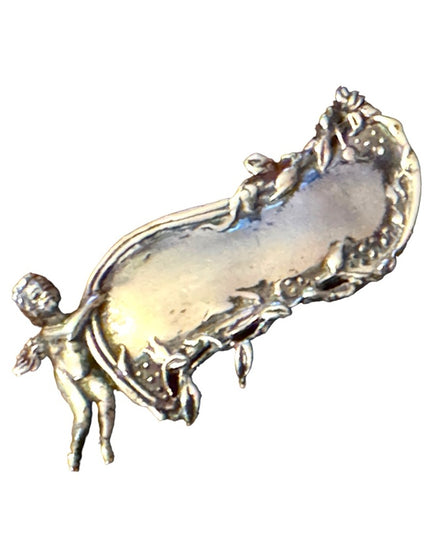 Vintage Antiqued finish Handmade cherub angel pucci Tag name brooch Artisan