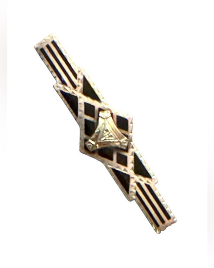 Antique fancy steeling base black onyx inlay bar brooch