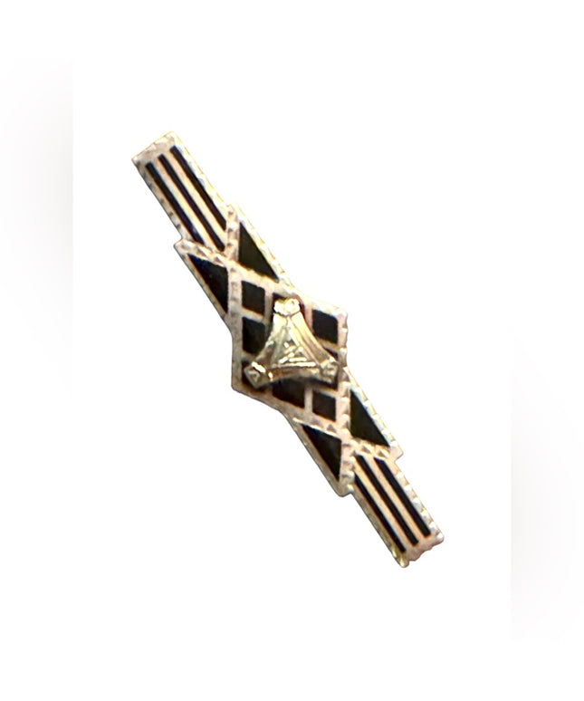 Antique fancy steeling base black onyx inlay bar brooch