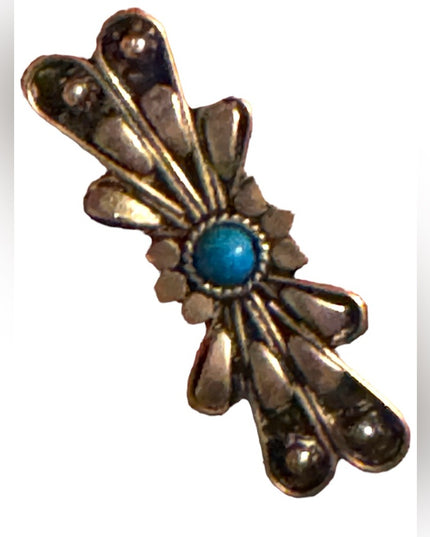 Vintage silver turquoise southwestern style bar brooch