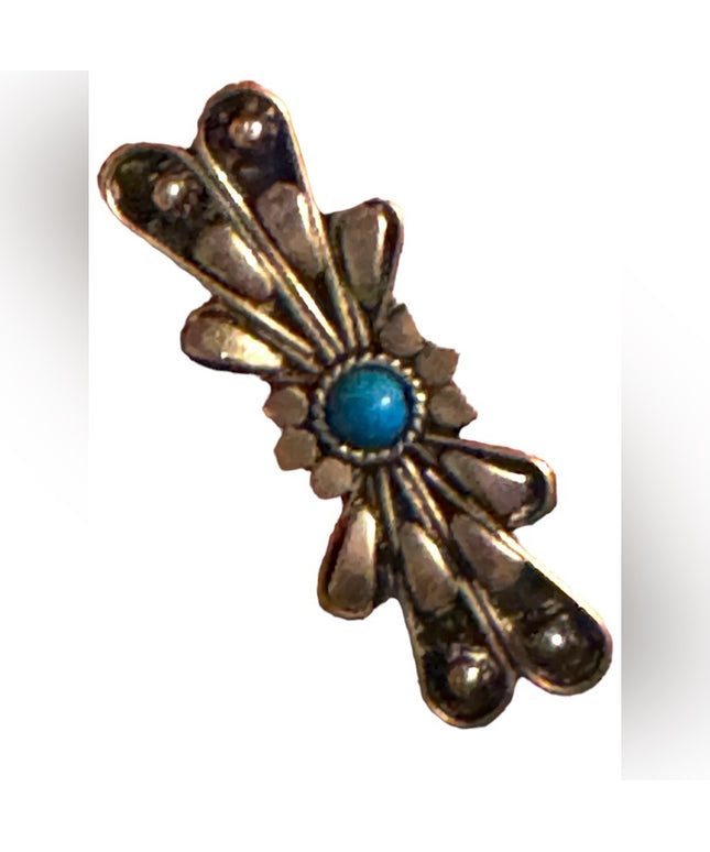 Vintage silver turquoise southwestern style bar brooch