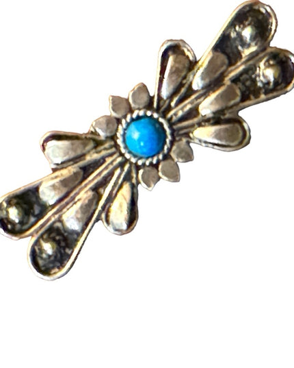Vintage silver turquoise southwestern style bar brooch