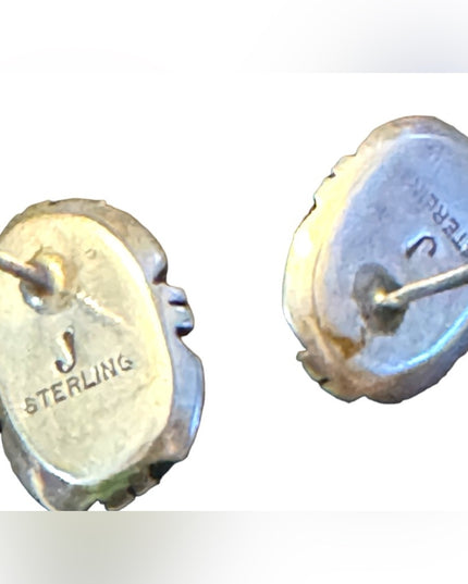Vintage Sterlling silver Navajo 925 turquoise ornate earrings
