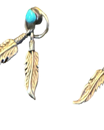 Vintage sterling silver 925 ? feather southewestern dangle earrings