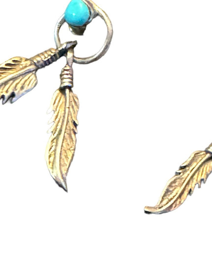 Vintage sterling silver 925 ? feather southewestern dangle earrings