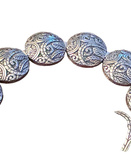 Stunning ornate scroll work design antiqued SILPADA sterling disk link bracelet