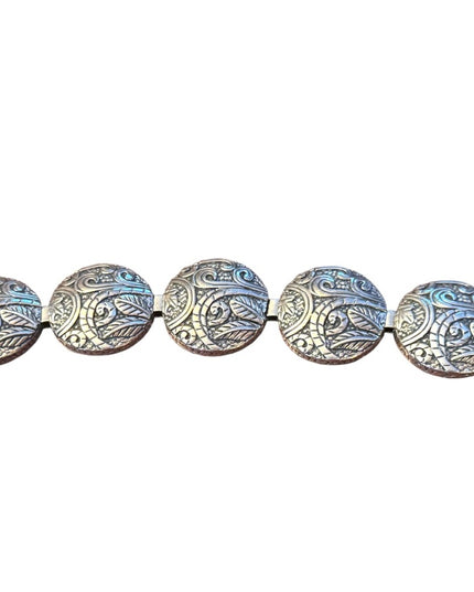 Stunning ornate scroll work design antiqued SILPADA sterling disk link bracelet