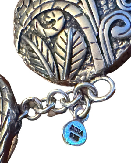 Stunning ornate scroll work design antiqued SILPADA sterling disk link bracelet
