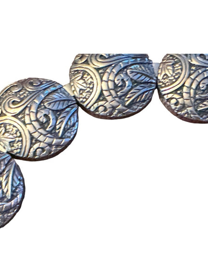 Stunning ornate scroll work design antiqued SILPADA sterling disk link bracelet