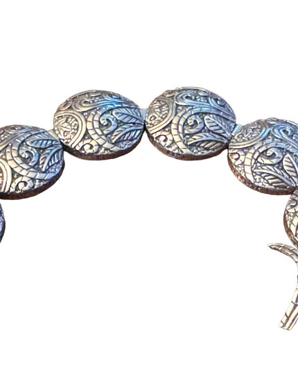 Stunning ornate scroll work design antiqued SILPADA sterling disk link bracelet