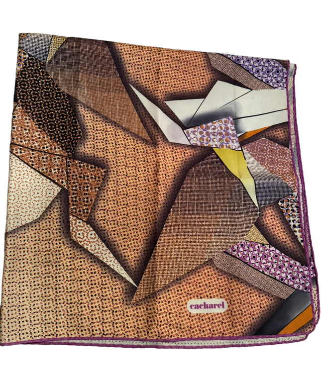 Lovely Silk Cacharel colorful geometric large shawl scarf