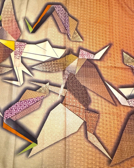 Lovely Silk Cacharel colorful geometric large shawl scarf