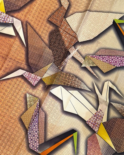 Lovely Silk Cacharel colorful geometric large shawl scarf