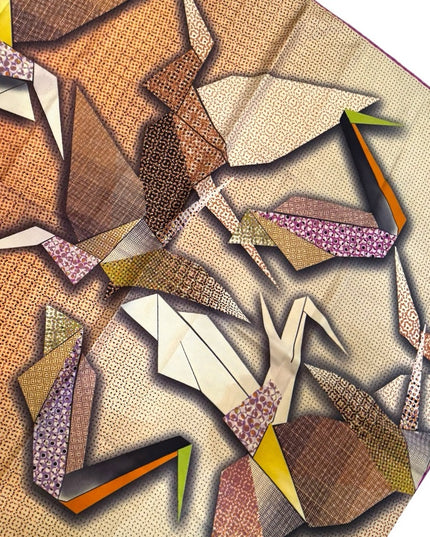 Lovely Silk Cacharel colorful geometric large shawl scarf