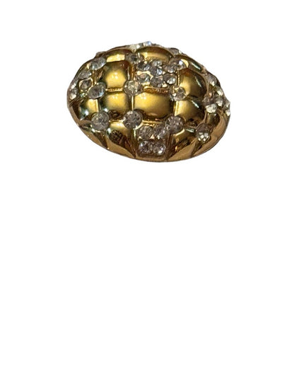 Oscar de la Renta Women's Gold Crystal domed Button Clip-On Earring