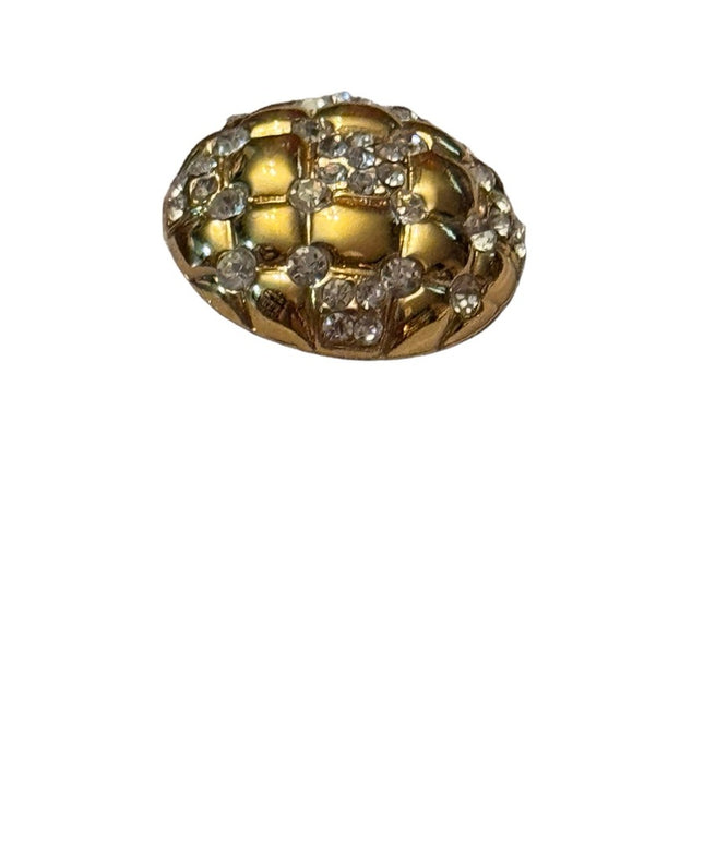 Oscar de la Renta Women's Gold Crystal domed Button Clip-On Earring
