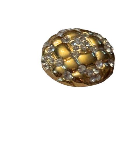 Oscar de la Renta Women's Gold Crystal domed Button Clip-On Earring