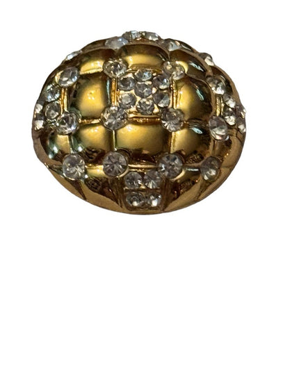 Oscar de la Renta Women's Gold Crystal domed Button Clip-On Earring