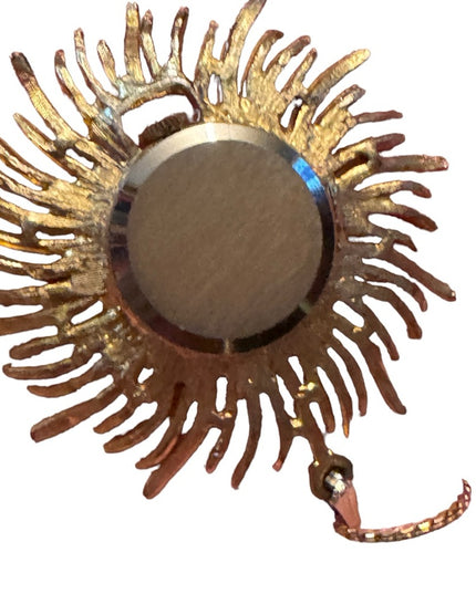Vintsge 1960s CORO starburst wind up necklace watch gokd finish