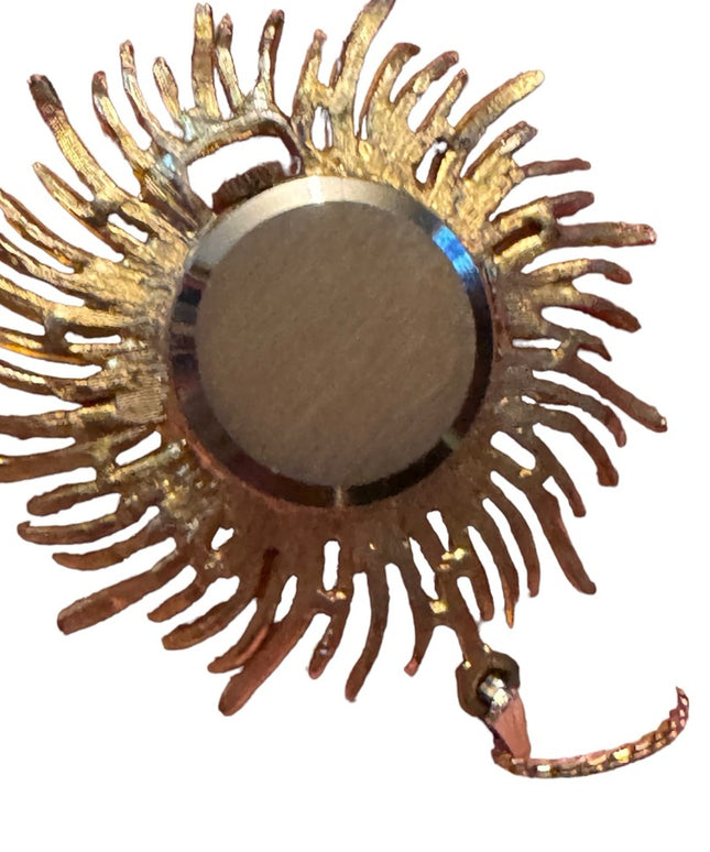 Vintsge 1960s CORO starburst wind up necklace watch gokd finish
