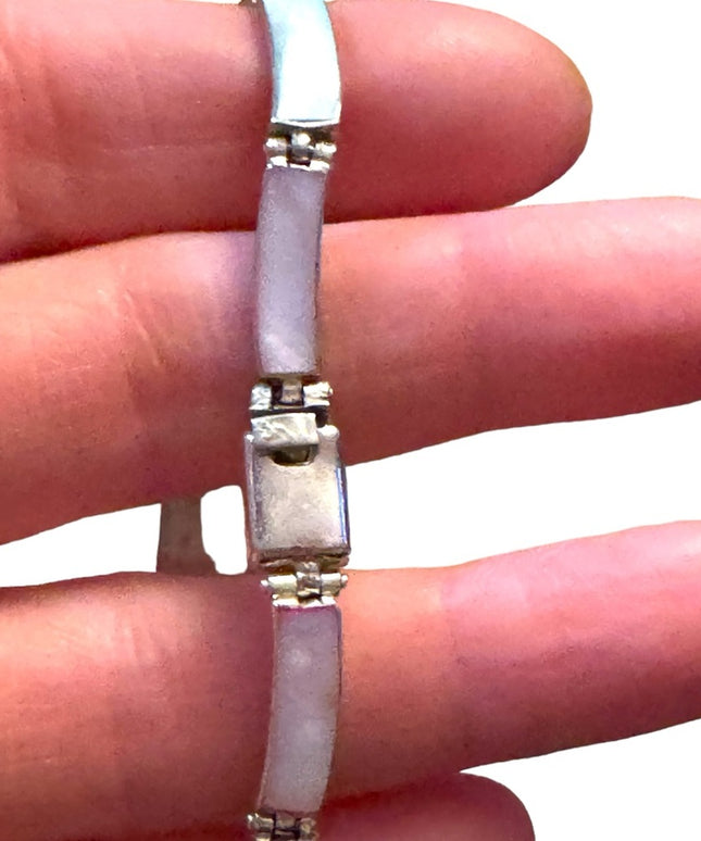 Vintage silver pastel colorful mother of pearl MOP fancy bracelet